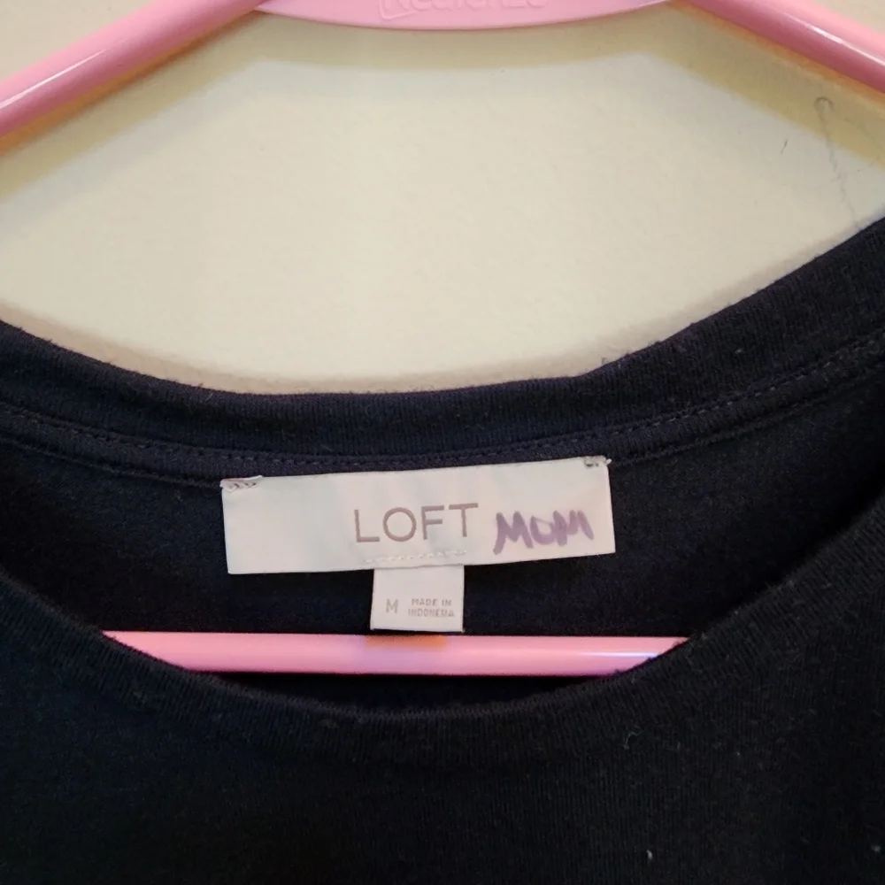 LOFT Medium Blue Long Sleeve Boxy Blouse Polka Dot Trim Detail - Picture 5 of 5